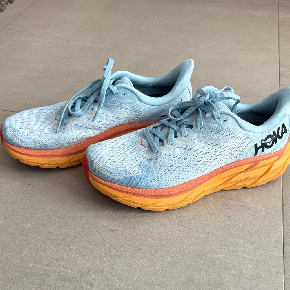 Hoka Women's Light Blue and Orange Athletic Shoes